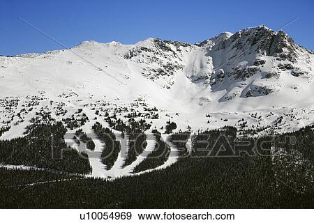Stock Photo - Ski resort trails on mountain.. Fotosearch