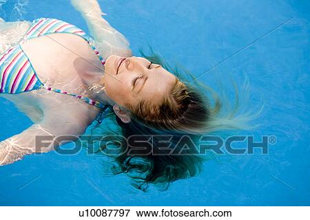 Woman swimming in pool View Large Photo Image Stock Photo - Woman swimming in pool. Fotosearch