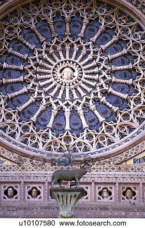 Stock Image - Italian church-rose window (Orvieto). Fotosearch