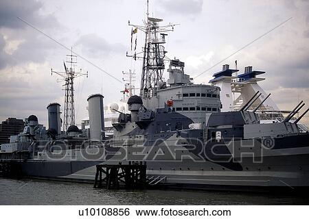 Stock Photograph - HMS Belfast in London UK . Fotosearch