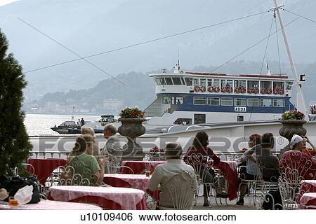 Stock Photograph - Lago di Como Car Ferry docking. Fotosearch