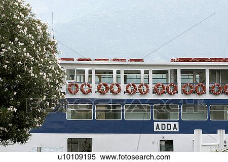 Stock Photography - Lago di Como passenger ferry at dock Italy . Fotosearch