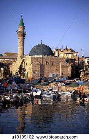 Mosque behind harbour with fishing boats Acre Israel View Large Photo Image Stock Image - Mosque behind harbour with fishing boats Acre Israel. Fotosearch