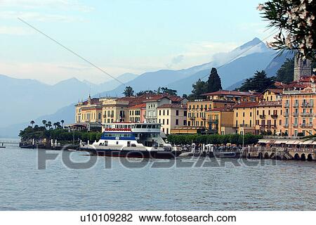 Stock Image - View of harbour -Bellagio. Fotosearch