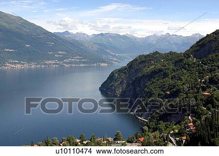 Picture - Castello di Vezio-view of lake shoreline. Fotosearch