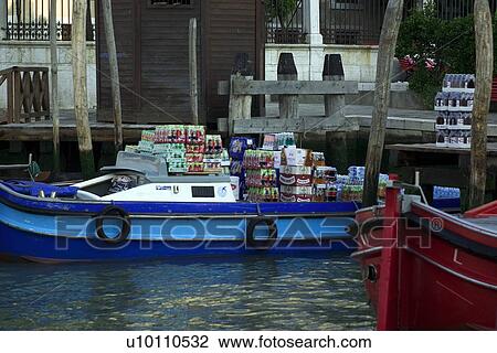 Drinks delivery barge at canal side in Venezia View Large Photo Image Stock Image - Drinks delivery barge at canal side in Venezia. Fotosearch