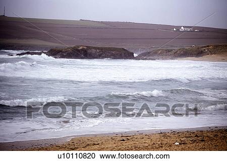 Shoreline vistas with waves and mist Devon near Newquay England UK View Large Photo Image Stock Image - Shoreline vistas with waves and mist Devon near Newquay England UK. Fotosearch