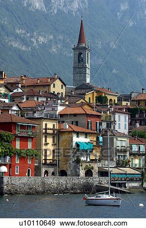 Stock Photo - Varenna-view of harbour from ferry . Fotosearch