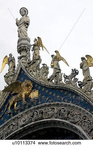 Picture - Ornamentation on front of Basilica San Marco. Fotosearch