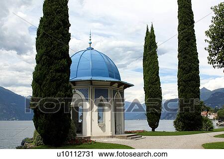 Stock Image - Villa Melzi, Bellagio -view of folly. Fotosearch