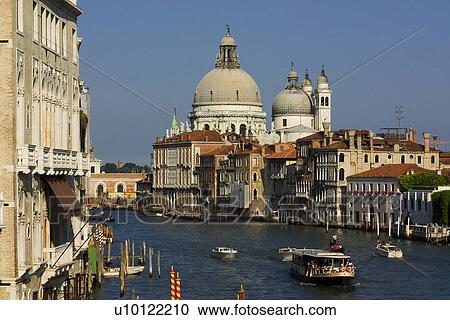 Stock Image - Church Santa Maria delle Salute at edge of Grande Canal. Fotosearch