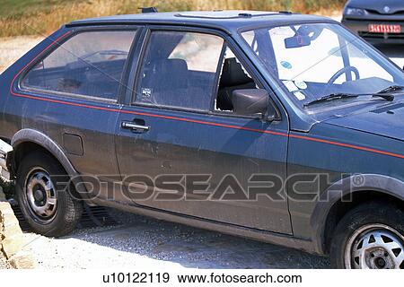 Damaged Car View Large Photo Image Stock Photo - Damaged Car. Fotosearch