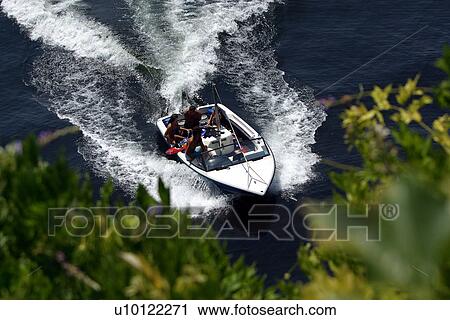 Stock Image - Speedboat on Lake. Fotosearch