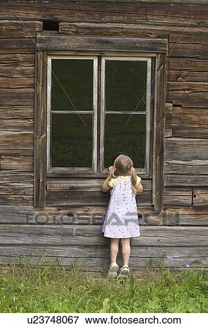 Stock Photo - Standing, Casual Clothing, Rear View, Child. Fotosearch