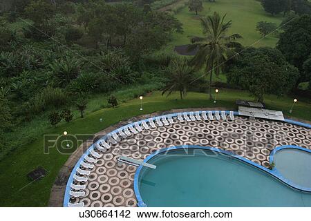 Stock Image - pool, aerial view, swimming pool, birds eye view, view, aerial. Fotosearch