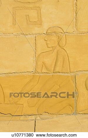 Stock Image - Backgrounds, Close-Up, Carving, Brick Wall, Ancient. Fotosearch