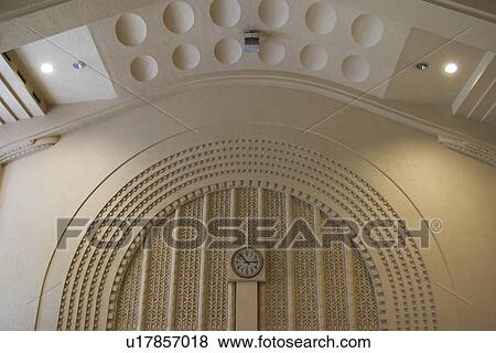 Stock Photo - Artistic, Clock, Bulbs, Building Interior, Architecture. Fotosearch