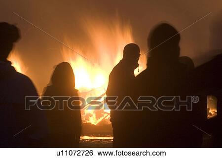 Stock Photograph - Burning, Close-Up, Fire, Five People, Flame. Fotosearch