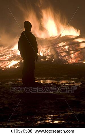 Stock Photo - Burning, Fire, Flame, Night. Fotosearch