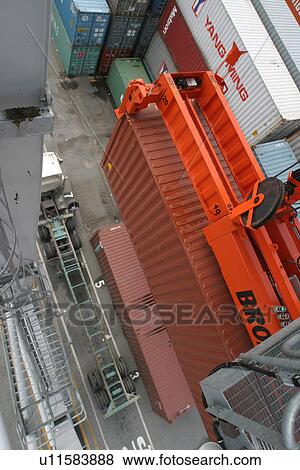 Stock Photo - cargo, boxes, loading, unloading, arrangement, metal. Fotosearch