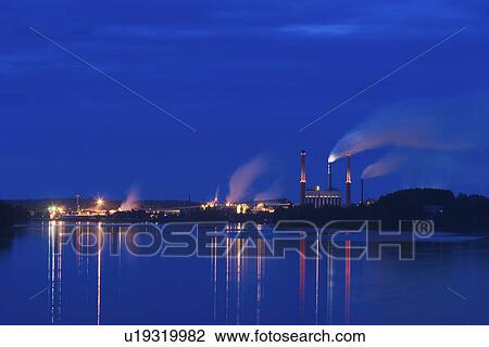 Stock Image - Blue Sky, Chimney, Exhaust, Factory, Fume. Fotosearch