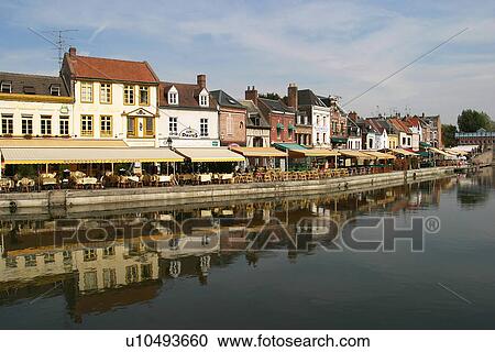 Stock Image - city, reflection, shops, locality, building. Fotosearch