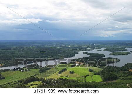 Stock Photo - View, Aerial, Aerial View, Birds eye view, Land, Farmland. Fotosearch