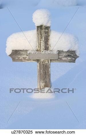 Stock Photography - outdoors, frost, day, white, cemetery, graveyard. Fotosearch