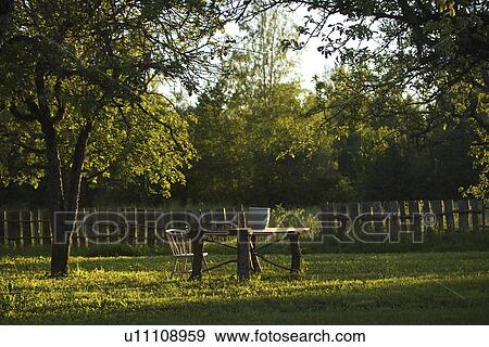 Stock Photo - Chair, Furniture, Garden, Grass, Lawn. Fotosearch