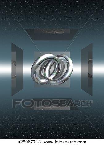 Connected rings surrounded by square boards View Large Illustration Drawing - Connected rings surrounded by square boards. Fotosearch