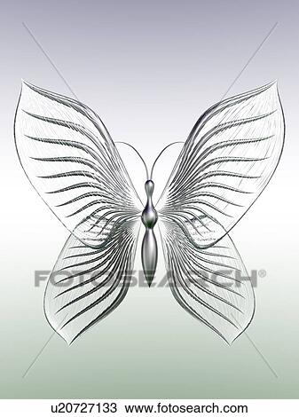 Drawing - Figure of butterfly made from metal and glass. Fotosearch