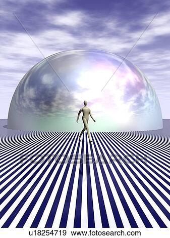 Figure of man passing in front of hemisphere View Large Illustration Stock Illustration - Figure of man passing in front of hemisphere. Fotosearch