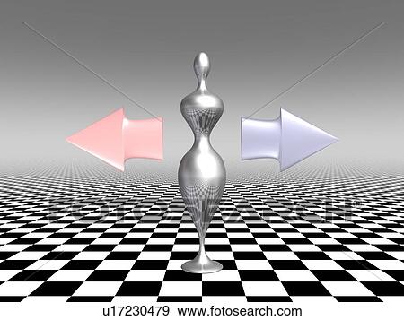 Figure of metal and colored arrows View Large Illustration Stock Illustration - Figure of metal and colored arrows. Fotosearch