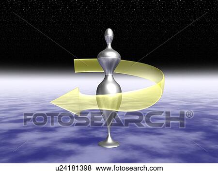 Figure of metal surrounded by curving belt with arrow View Large Illustration Stock Illustration - Figure of metal surrounded by curving belt with arrow. Fotosearch
