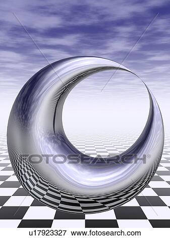 Metal material shaped crescent on black and white checkered floor View Large Illustration Stock Illustration - Metal material shaped crescent on black and white checkered floor. Fotosearch