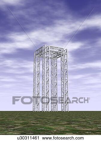 Clip Art - Metallic architecture under the sky. Fotosearch