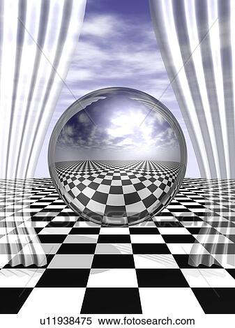 Metallic ball and transparent curtains View Large Illustration Stock Illustration - Metallic ball and transparent curtains. Fotosearch