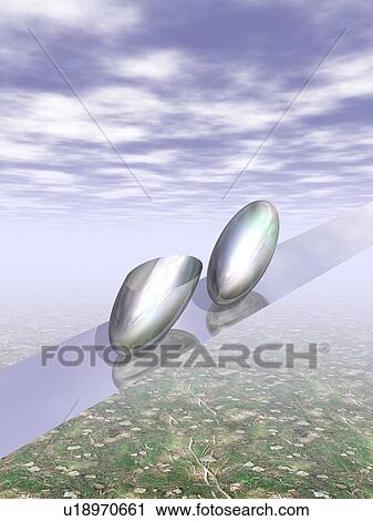 Metallic capsules on belt in the air View Large Illustration Clip Art - Metallic capsules on belt in the air. Fotosearch
