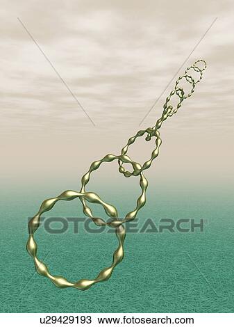 Drawing - Metallic chain of rings. Fotosearch