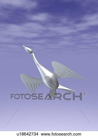 Stock Illustration - Metallic object shaped like migrating bird. Fotosearch