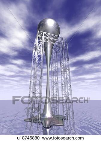 Metallic object standing on water surface View Large Illustration Clipart - Metallic object standing on water surface. Fotosearch