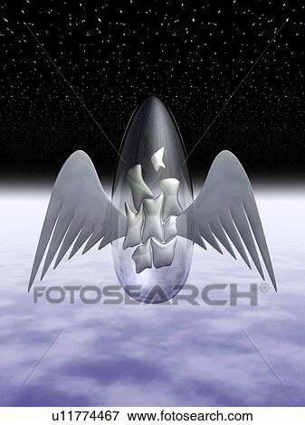 Stock Illustration - Object with wings reminding of bird. Fotosearch
