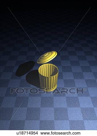 Open trash can on checkered floor View Large Illustration Stock Illustration - Open trash can on checkered floor. Fotosearch