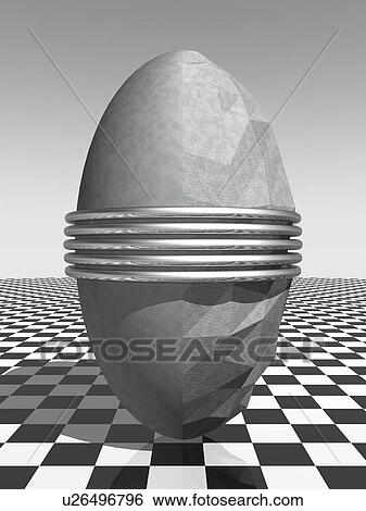Oval shaped metal with five hoops on black and white checkered floor View Large Illustration Stock Illustration - Oval shaped metal with five hoops on black and white checkered floor. Fotosearch
