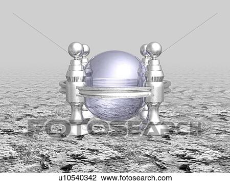 Transparent ball inside metallic object View Large Illustration Drawing - Transparent ball inside metallic object. Fotosearch