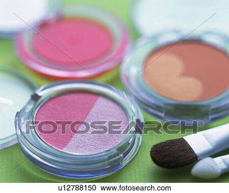 Stock Image - Closed Up Image of Eye Shadows and Brushes, Differential Focus. Fotosearch