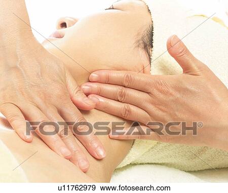 Aesthetician Who Massages Woman's Neck, Side View View Large Photo Image Stock Photo - Aesthetician Who Massages Woman's Neck, Side View. Fotosearch