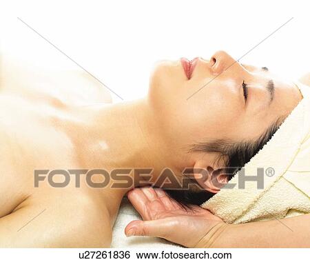 Aesthetician Who Massages Woman's Neck, Side View View Large Photo Image Stock Photograph - Aesthetician Who Massages Woman's Neck, Side View. Fotosearch
