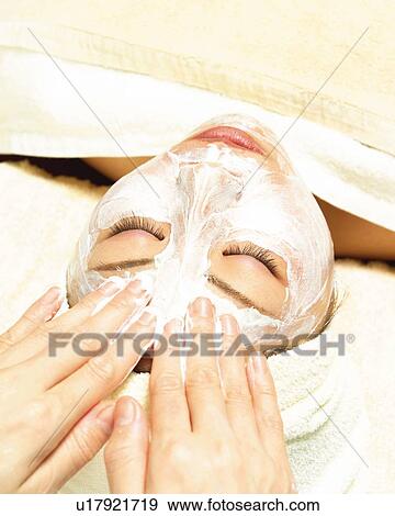 Stock Photo - Facial Massage, High Angle View. Fotosearch