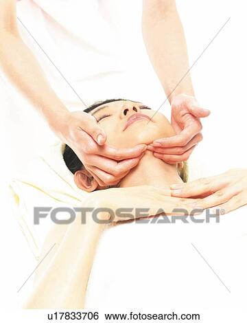 Stock Photograph - Facial Massage, High Angle View. Fotosearch